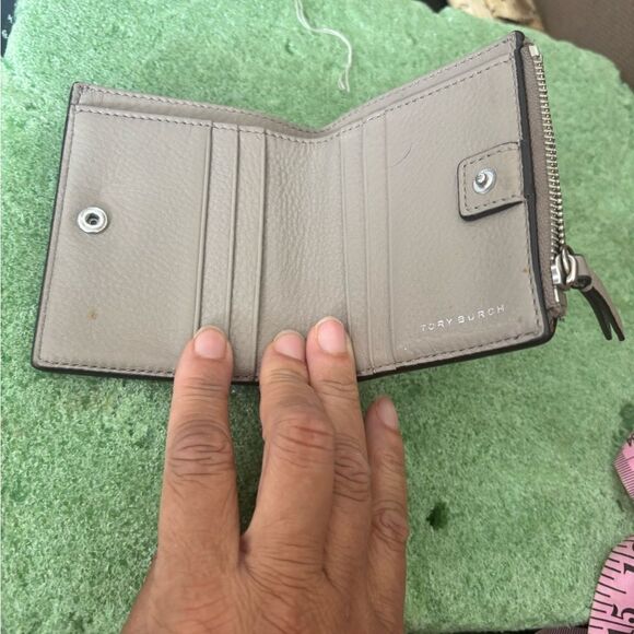 Tory Burch Mini Wallet gray coin purse id wallet accessory logo change money - Picture 2 of 7